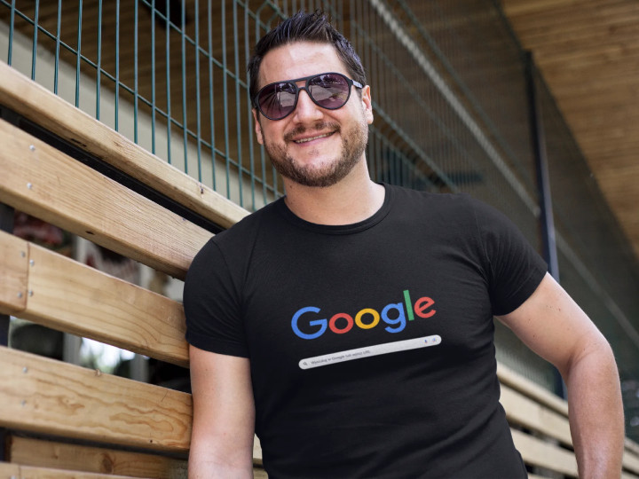 Koszulka męska z nadrukiem człowiek wyszukiwarka Google t-shirt męski — zdjęcie 2