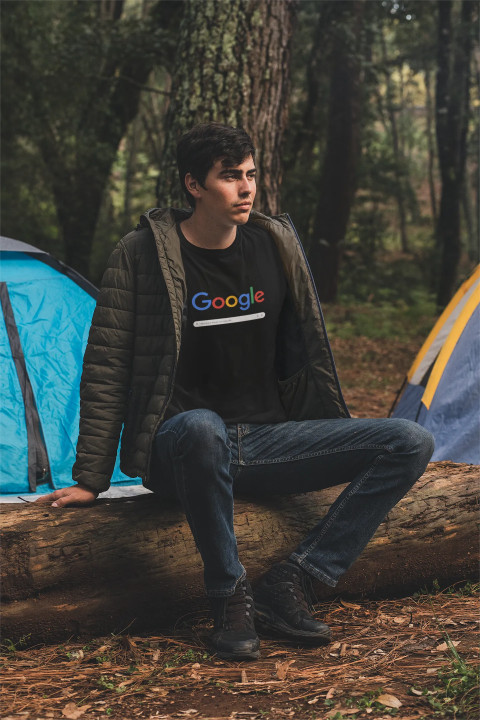 Koszulka męska z nadrukiem człowiek wyszukiwarka Google t-shirt męski — zdjęcie 4