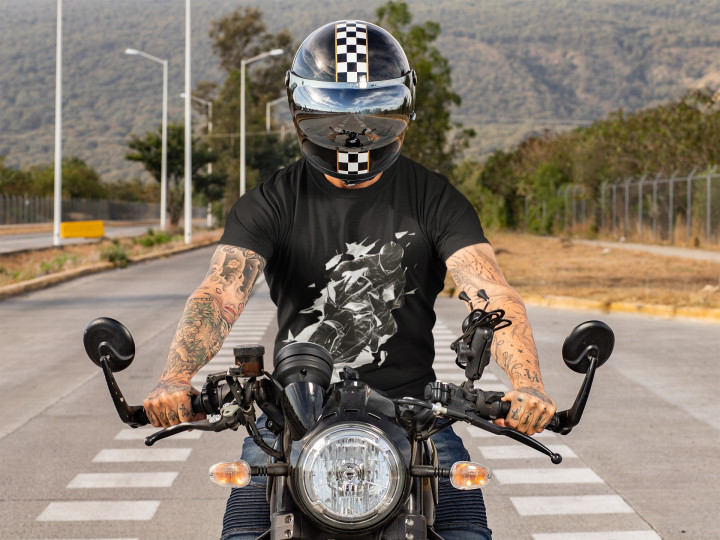 Koszulka męska Motocykl Prędkość Adrenalina dla motocyklisty T-shirt męski — zdjęcie 5