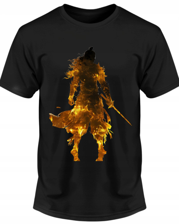 Koszulka męska Ognisty Wojownik z mieczem T-shirt męski — zdjęcie 2