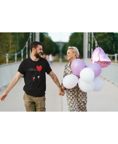 Koszulka męska Serce Balon ciągnie Nas w górę Walentynki Wpisz Swój Tekst