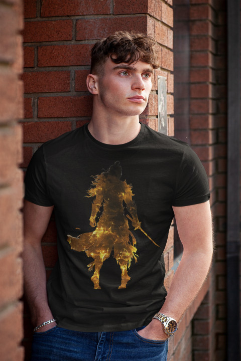 Koszulka męska Ognisty Wojownik z mieczem T-shirt męski — zdjęcie 5