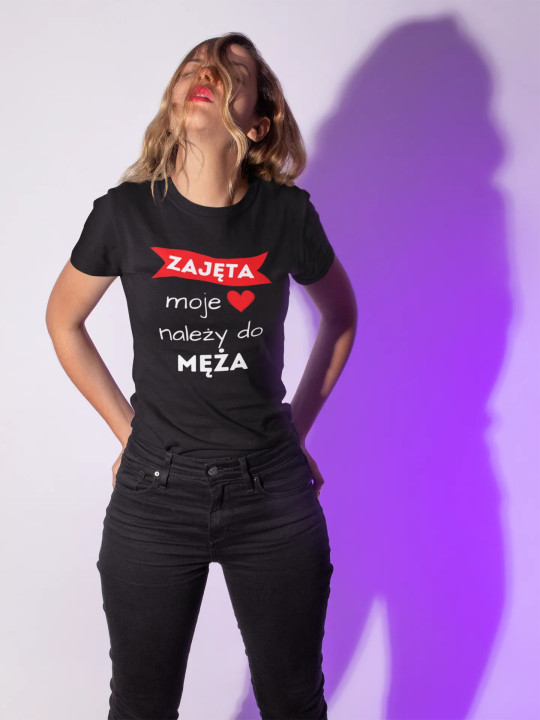 Koszulka damska Zajęta, moje serce należy do Męża dla Żony na Dzień Kobiet — zdjęcie 5