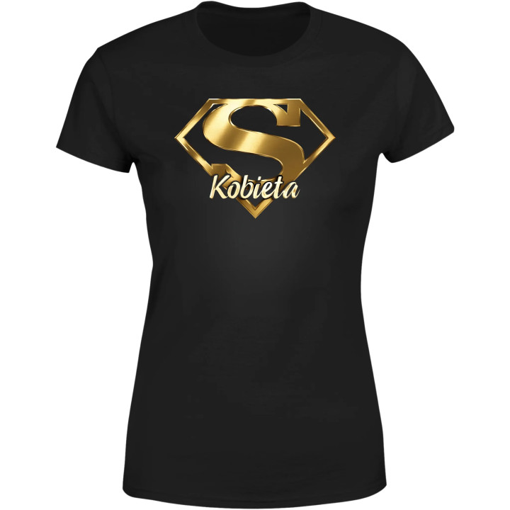 Koszulka Super Kobieta prezent na Dzień Kobiet złote logo stylowe t-shirt