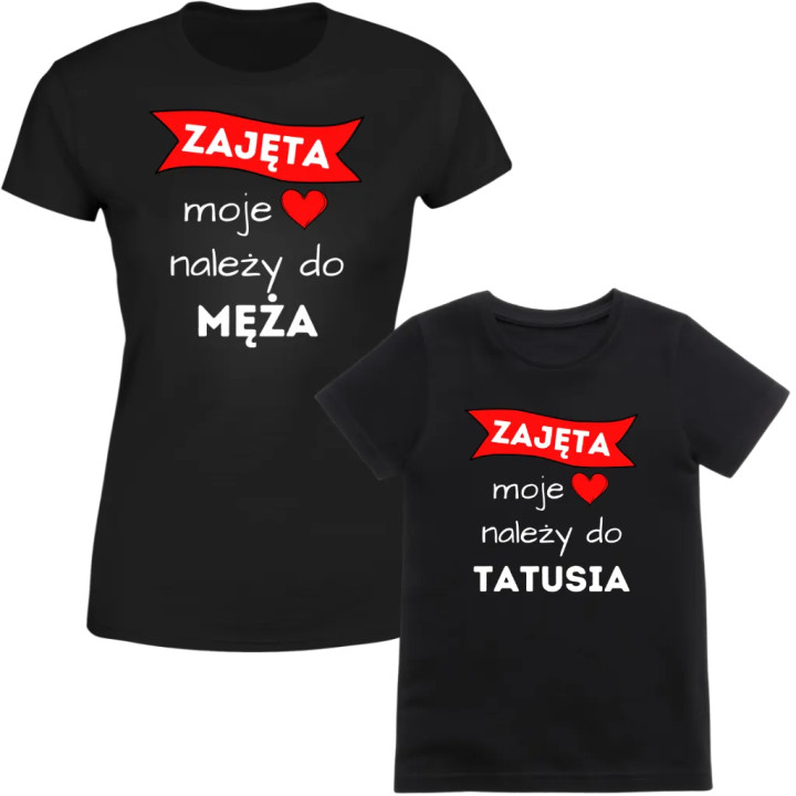 Zestaw koszulek Zajęta, moje serce należy do Męża Tatusia na Dzień Kobiet