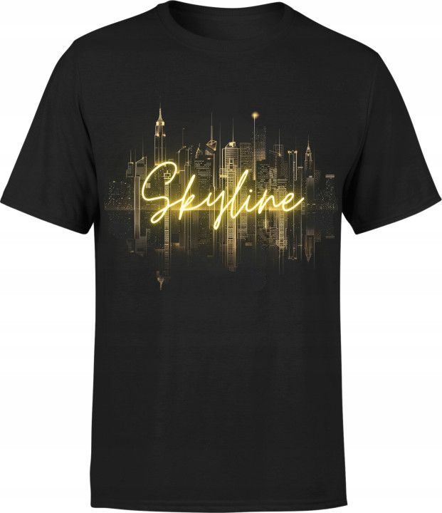 Koszulka męska Golden Metropolis Skyline złota panorama T-shirt męski
