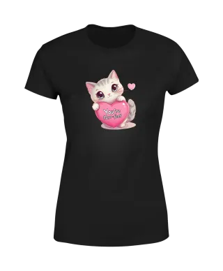 Koszulka damska słodki kotek z sercem You're Purr-fect na walentynki