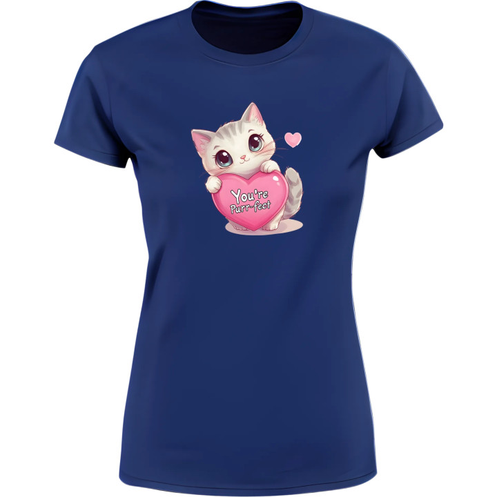 Koszulka damska słodki kotek z sercem You're Purr-fect na walentynki