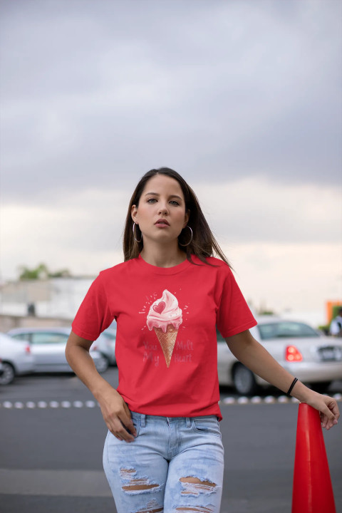 Koszulka damska z lodem You Melt My Heart z humorem na walentynki — zdjęcie 3