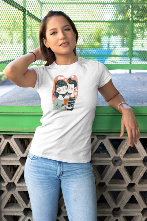 Koszulka damska urocza zakochana para T-shirt damski — zdjęcie 2