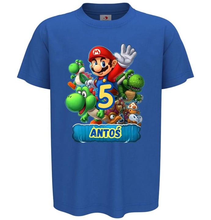 Koszulka dziecięca urodzinowa Super Mario prezent na 2 3 4 5 6 7 8 urodziny