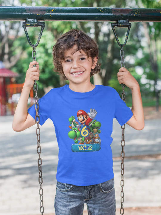 Koszulka dziecięca urodzinowa Super Mario prezent na 2 3 4 5 6 7 8 urodziny — zdjęcie 3