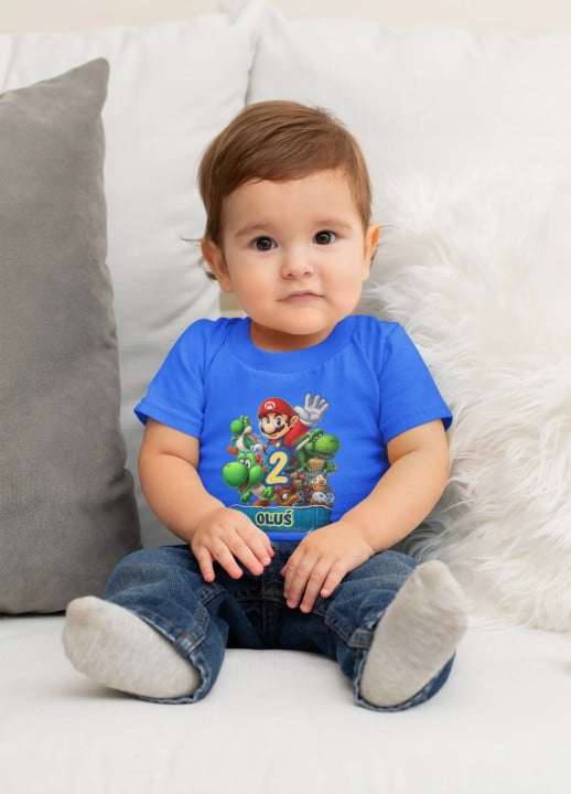 Koszulka dziecięca urodzinowa Super Mario prezent na 2 3 4 5 6 7 8 urodziny — zdjęcie 5