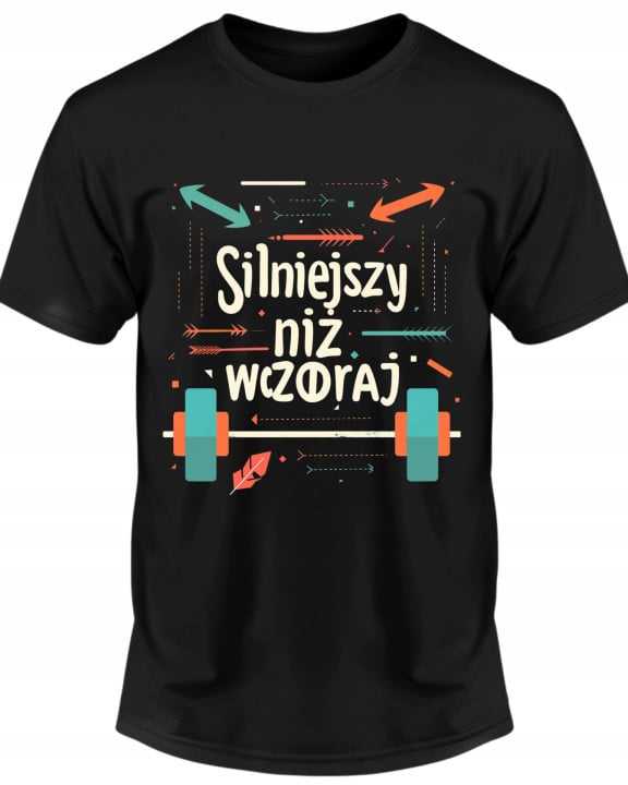 Koszulka męska Silniejszy niż wczoraj motywacyjna T-shirt męski — zdjęcie 2