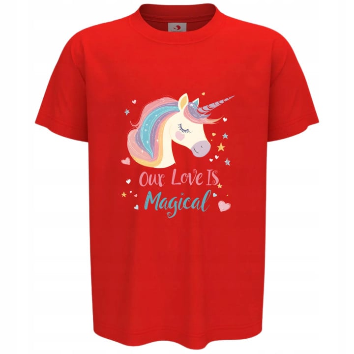 Koszulka dziecięca Słodki Jednorożec Our Love is Magical na walentynki