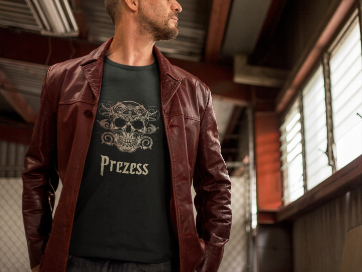 Koszulka męska Prezess Czaszka w stylu nowoczesnego gotyku T-shirt męski — zdjęcie 5