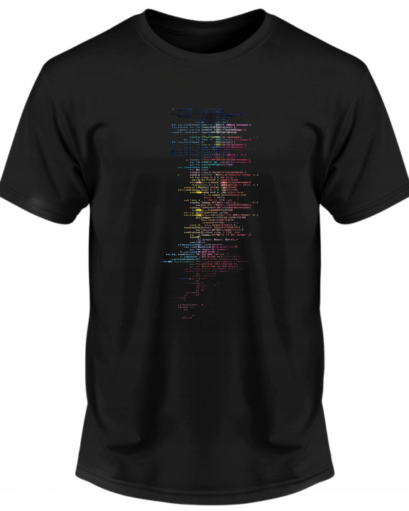 Koszulka męska dla programisty ukryta cyfrowa twarz z kodu T-shirt męski — zdjęcie 2