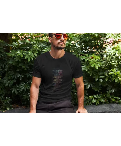 Koszulka męska dla programisty ukryta cyfrowa twarz z kodu T-shirt męski