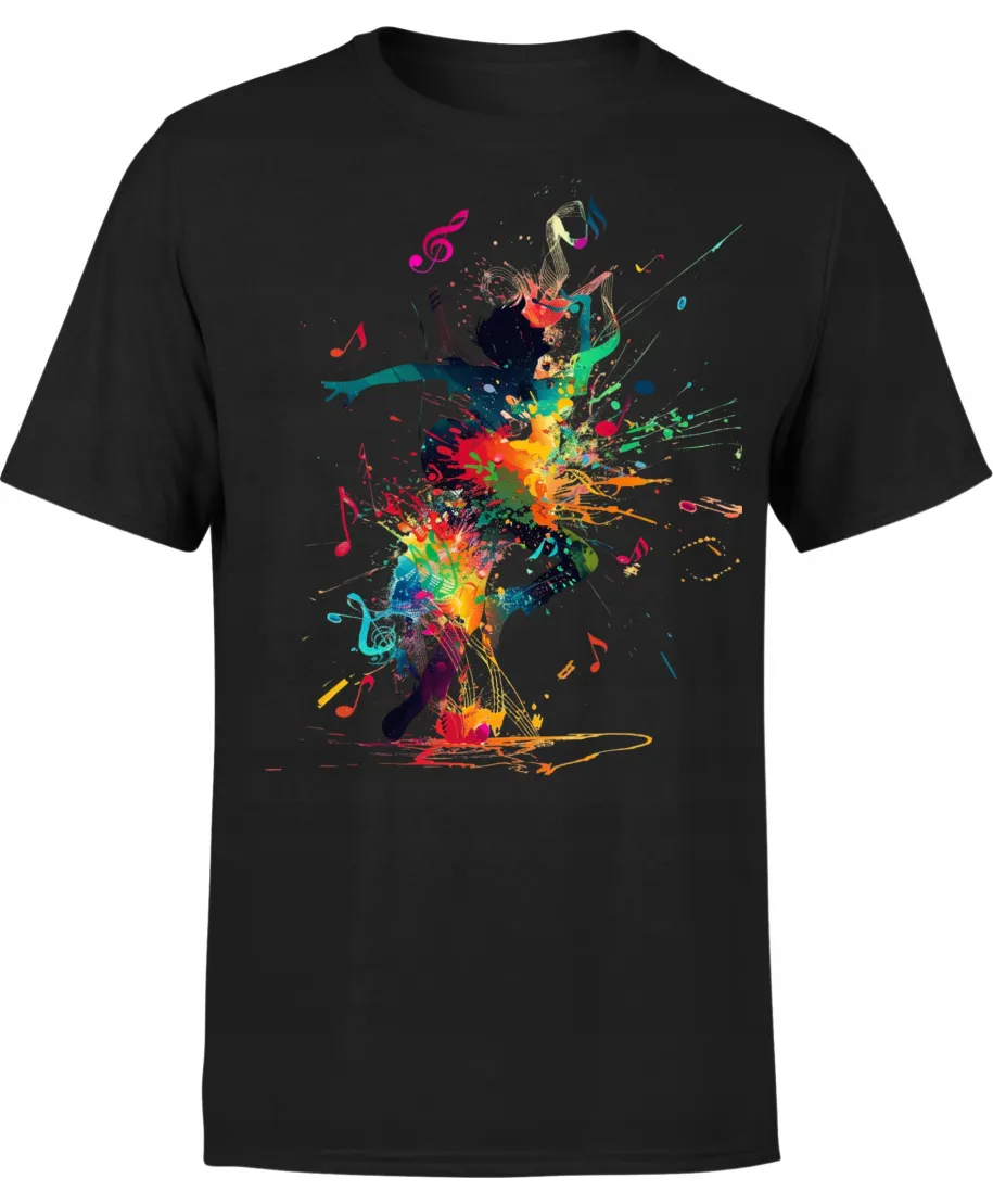 Koszulka męska abstrakcyjny wzór eksplozja muzyki i kolorów T-shirt męski Koszulka męska abstrakcyjny wzór eksplozja muzyki i kolorów T-shirt męski