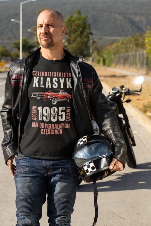 Koszulka męska prezent na 40 50 60 70 urodziny Klasyk Mustang Wpisz Rocznik — zdjęcie 3