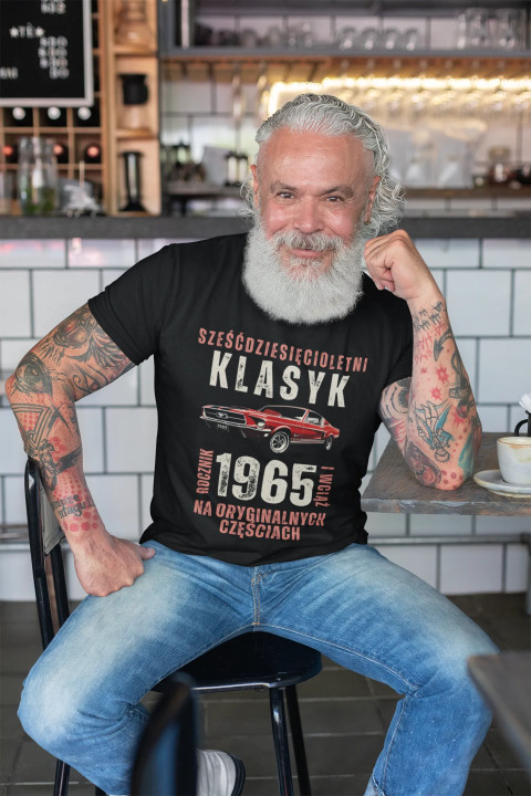 Koszulka męska prezent na 40 50 60 70 urodziny Klasyk Mustang Wpisz Rocznik — zdjęcie 4