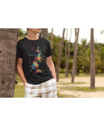 Koszulka męska abstrakcyjny wzór eksplozja muzyki i kolorów T-shirt męski