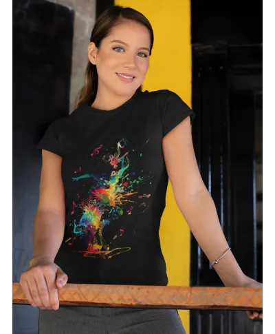 Koszulka damska abstrakcyjny wzór eksplozja muzyki i kolorów T-shirt damski