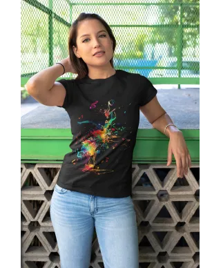 Koszulka damska abstrakcyjny wzór eksplozja muzyki i kolorów T-shirt damski