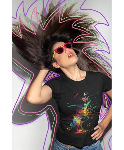 Koszulka damska abstrakcyjny wzór eksplozja muzyki i kolorów T-shirt damski