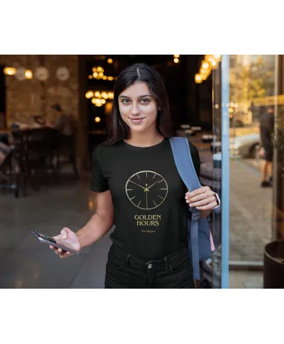 Koszulka damska Golden Hours złote godziny czas zegar T-shirt damski