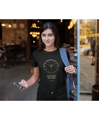 Koszulka damska Golden Hours złote godziny czas zegar T-shirt damski