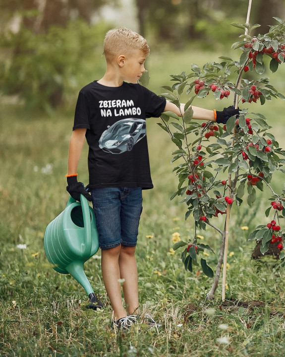 Koszulka dziecięca Zbieram na Lambo śmieszny T-shirt dla chłopca — zdjęcie 4