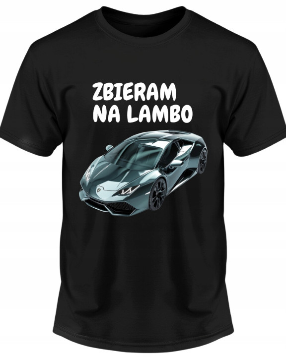 Koszulka męska Zbieram na Lambo śmieszny T-shirt męski — zdjęcie 2