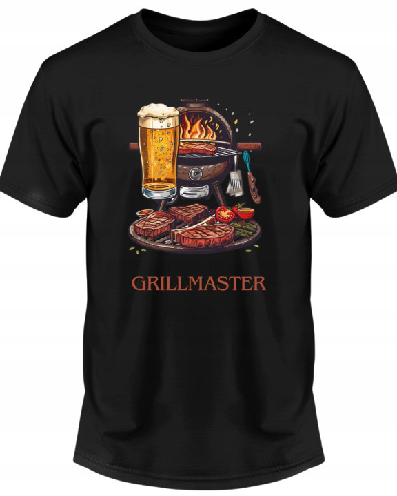 Koszulka męska GrillMaster Mistrz Grilla i Piwa T-shirt męski — zdjęcie 2
