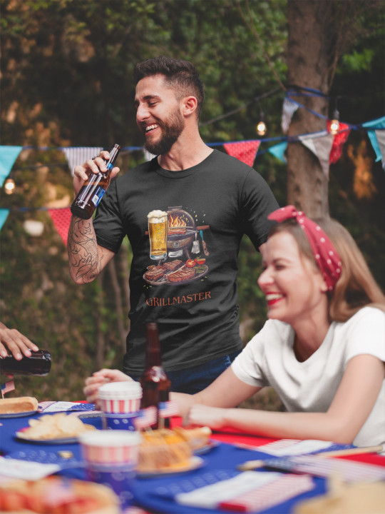 Koszulka męska GrillMaster Mistrz Grilla i Piwa T-shirt męski — zdjęcie 5
