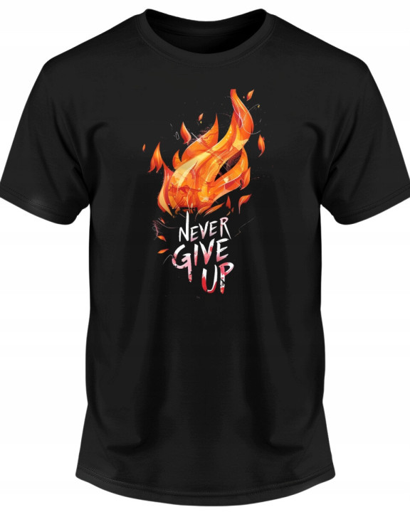 Koszulka męska Never Give Up Nigdy się nie poddawaj motywacyjna T-shirt — zdjęcie 2