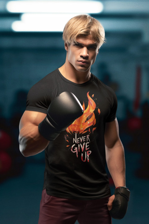 Koszulka męska Never Give Up Nigdy się nie poddawaj motywacyjna T-shirt — zdjęcie 5