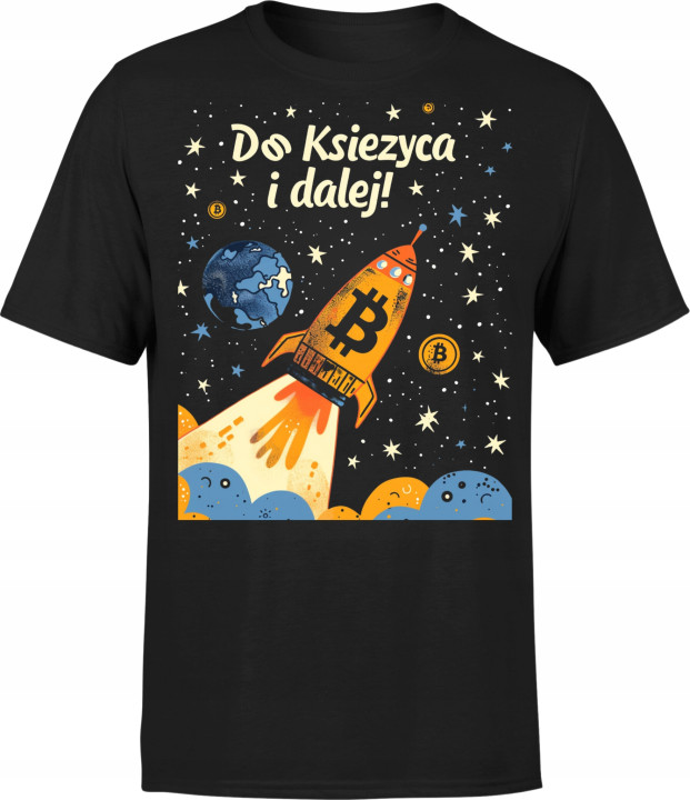 Koszulka męska Bitcoin do księzyca i dalej kryptowaluty T-shirt męski