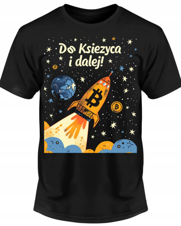 Koszulka męska Bitcoin do księzyca i dalej kryptowaluty T-shirt męski — zdjęcie 2