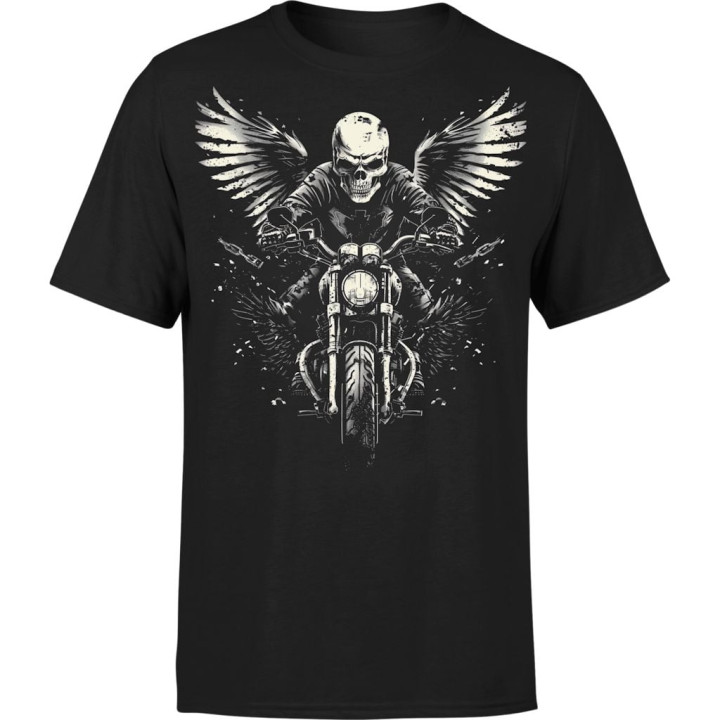 Koszulka męska motocyklowa skrzydlaty anioł śmierci 2 czaszka T-shirt męski