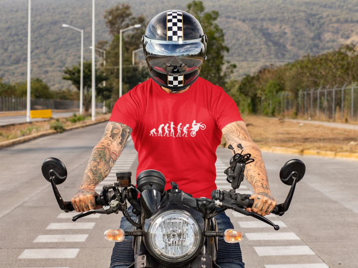 Koszulka męska Ewolucja Motocyklisty dla fanów Enduro motocross — zdjęcie 5