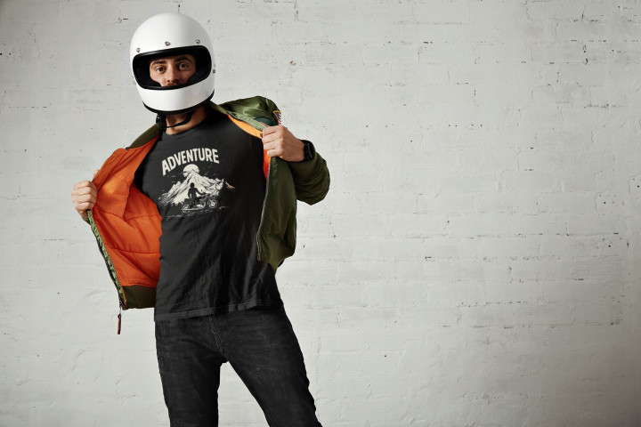 Koszulka męska ADVENTURE dla motocyklisty podróżnika góry podróż na kółkach — zdjęcie 3