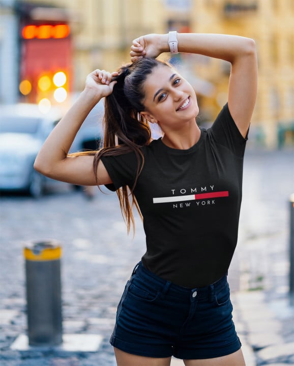 Koszulka damska TOMMY NEW YORK czarna T-shirt damski — zdjęcie 2
