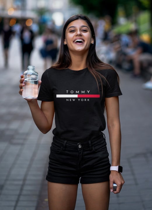 Koszulka damska TOMMY NEW YORK czarna T-shirt damski — zdjęcie 4