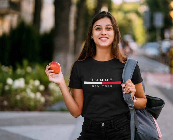 Koszulka damska TOMMY NEW YORK czarna T-shirt damski — zdjęcie 5