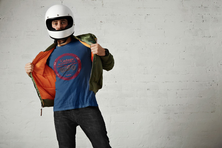 Koszulka męska Vintage Motorcycle 2 dla motocyklisty moda na co dzień — zdjęcie 3