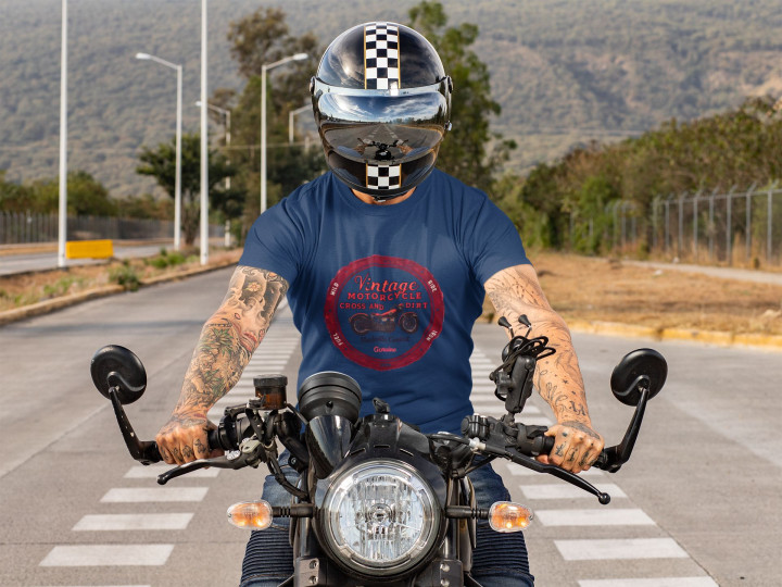 Koszulka męska Vintage Motorcycle 2 dla motocyklisty moda na co dzień — zdjęcie 4