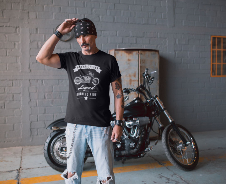 Koszulka męska Motorcyclist Legend Freedom Born to Ride dla motocyklisty — zdjęcie 4
