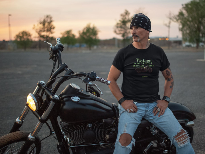 Koszulka męska Vintage Motorcycle dla motocyklisty moda na co dzień — zdjęcie 5