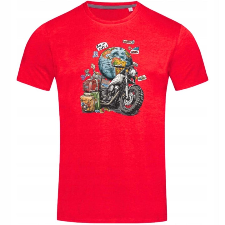 Koszulka męska Pack Up and Ride prezent dla podróżnika motocyklisty